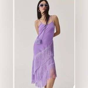 Delfi collective Purple Lilac Fringe Slip Dress – Women